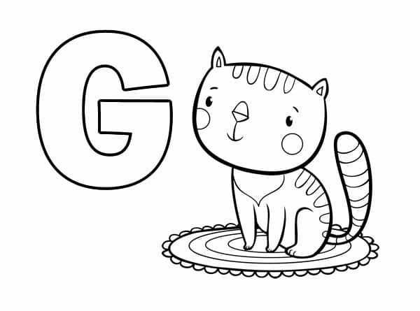 Desenho de Letra G e para Gato para Colorir