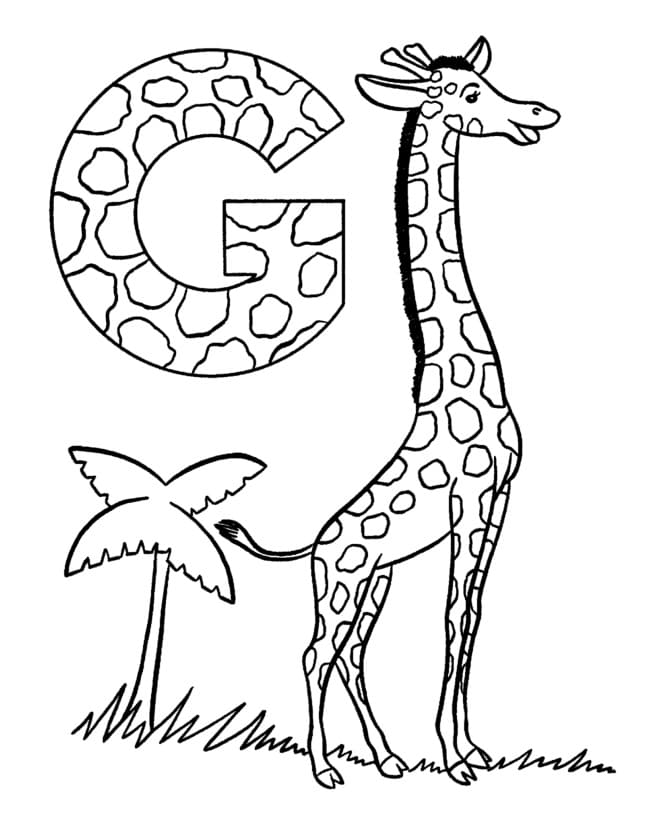 Desenho de Letra G e para Girafa para Colorir