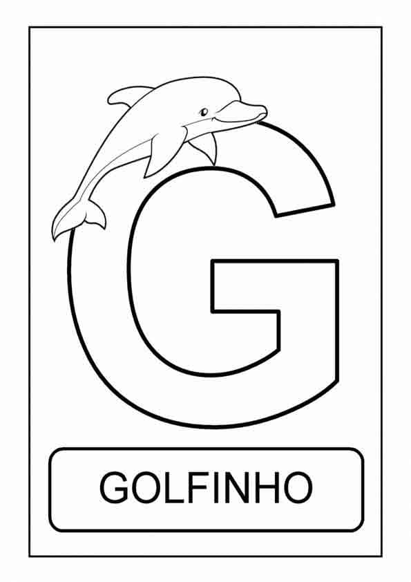 Desenho de Letra G e para Golfinho para Colorir