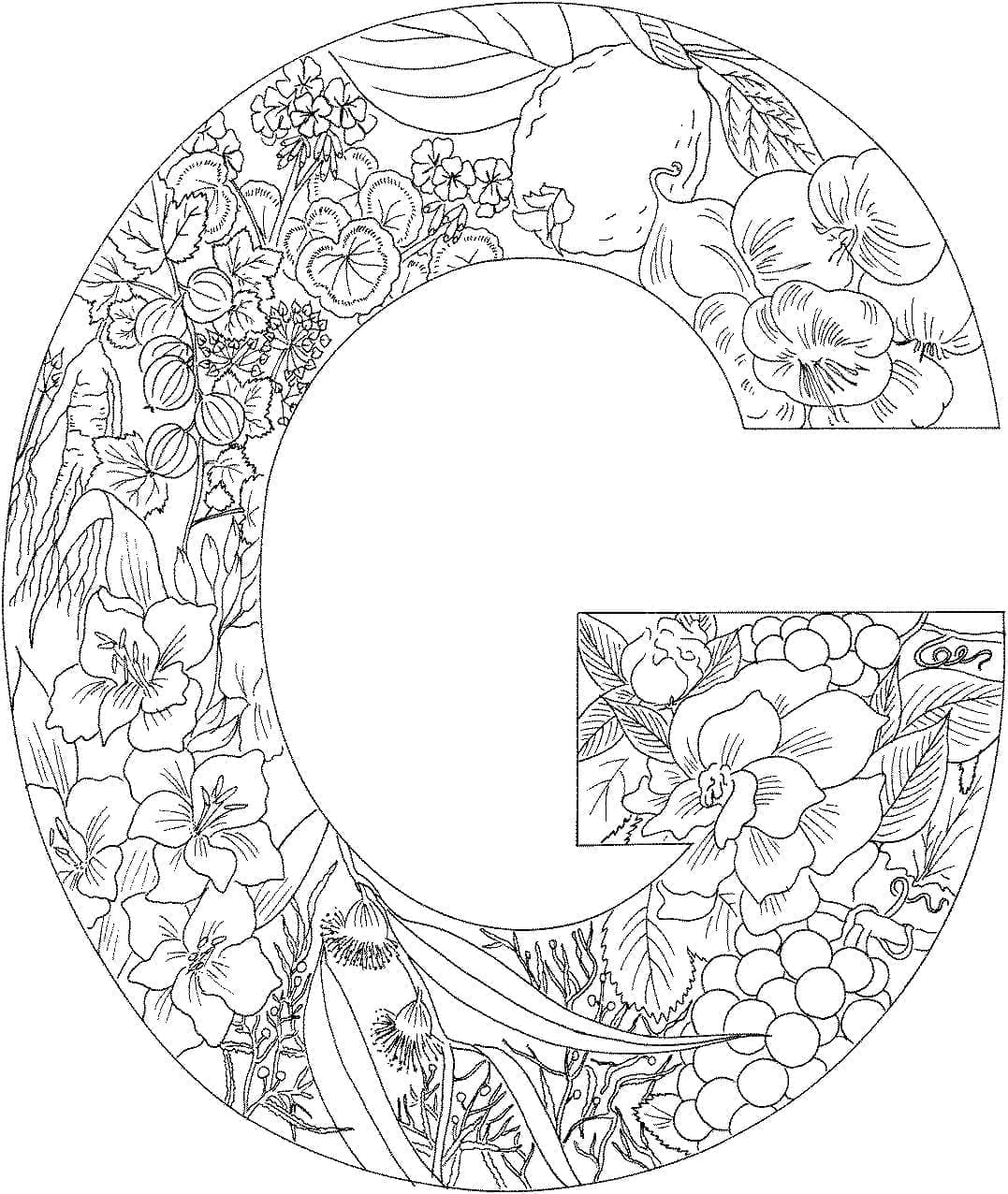 Desenho de Letra G Grátis para Colorir