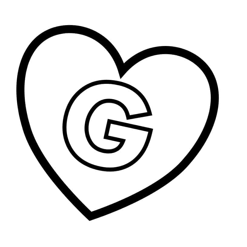 Desenho de Letra G no Coração para Colorir
