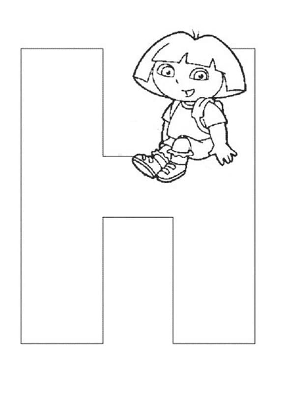 Desenho de Letra H Grátis para Colorir