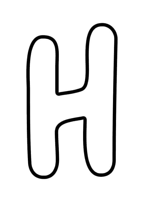Desenho de Letra H Muito Fácil para Colorir