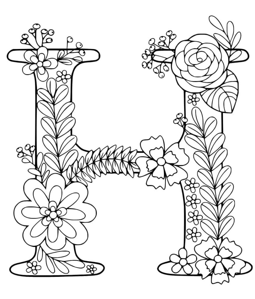 Desenho de Linda Letra H para Colorir