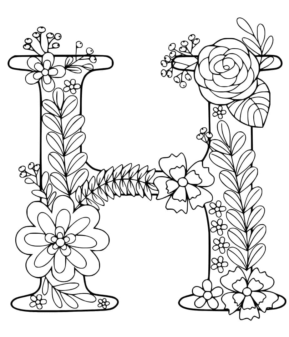 Desenho de Linda Letra H para Colorir