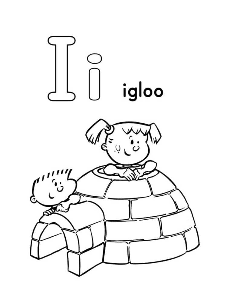 Desenho de Letra I e para Iglu para Colorir