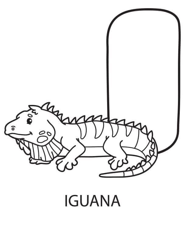 Desenho de Letra I e para Iguana para Colorir