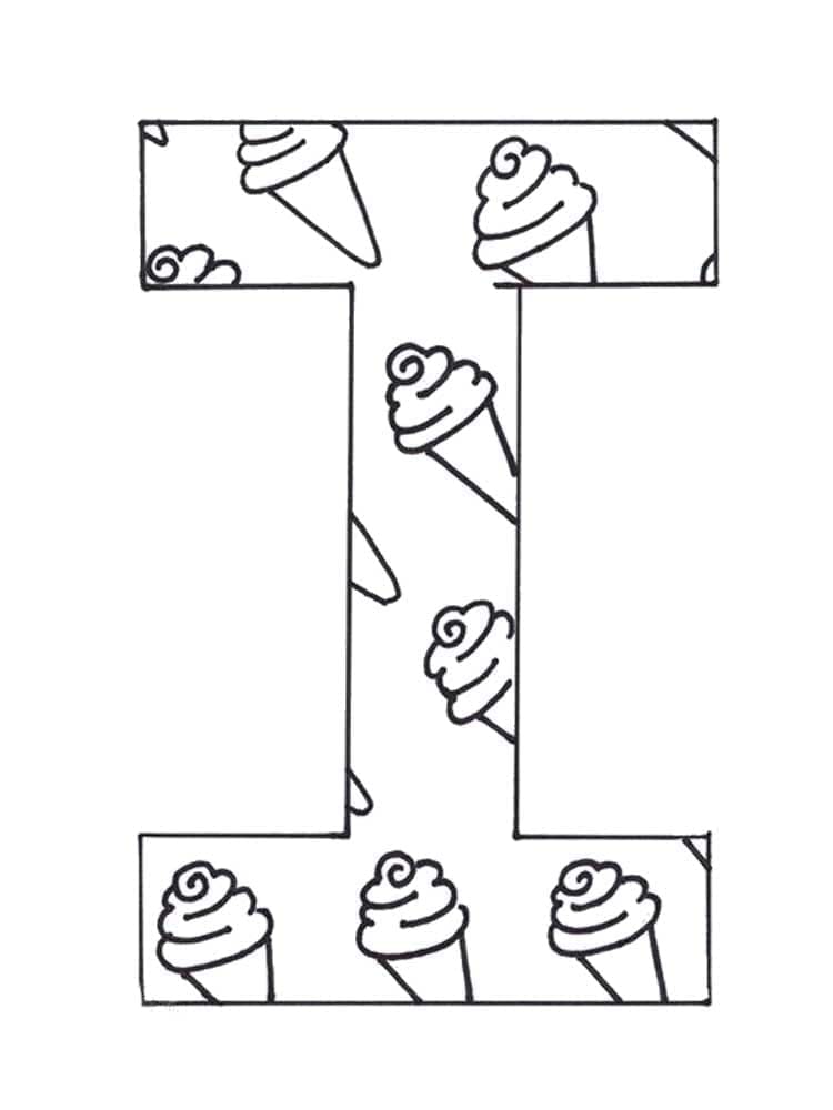 Desenho de Letra I Maiúscula para Colorir