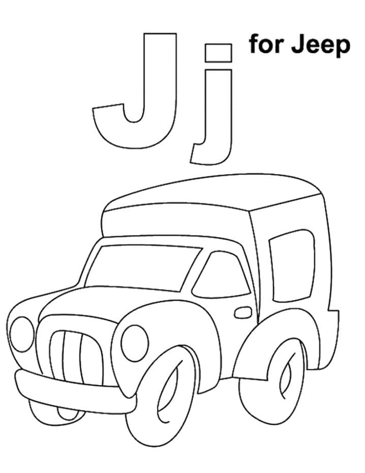Desenho de Letra J e para Jipe para Colorir