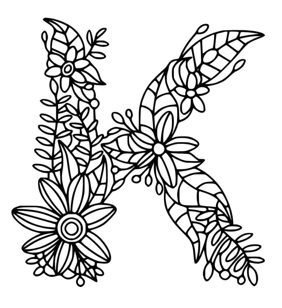Desenho de Letra K Grátis para Colorir