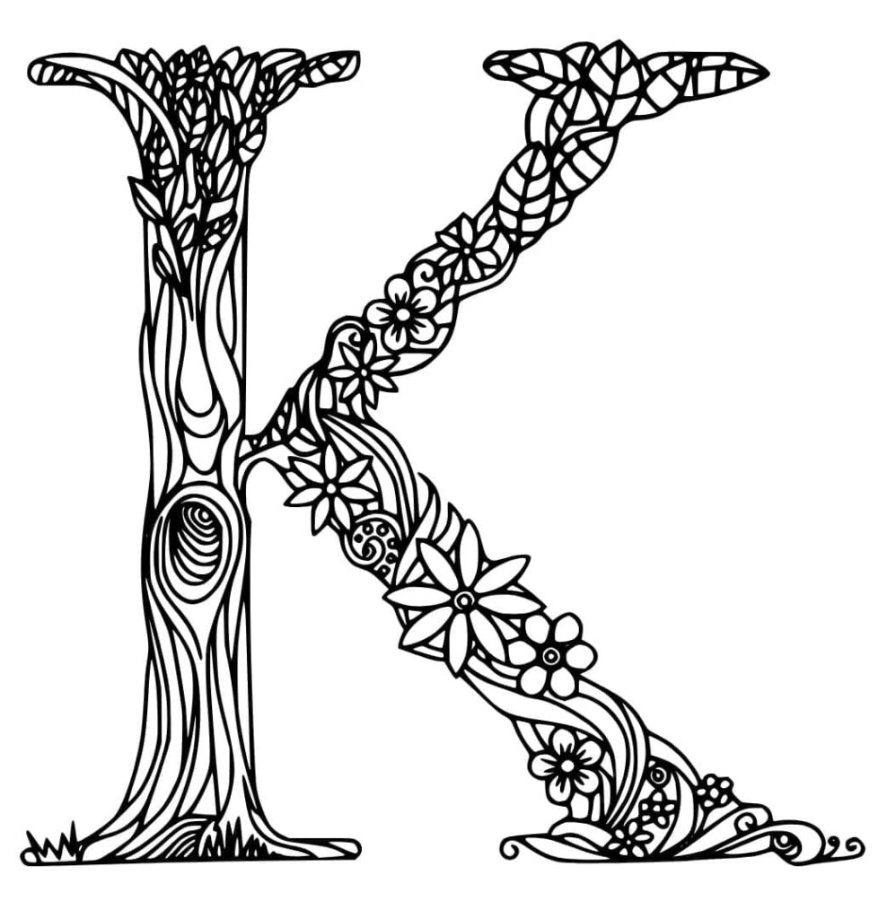 Desenho de Letra K Grátis para Crianças para Colorir