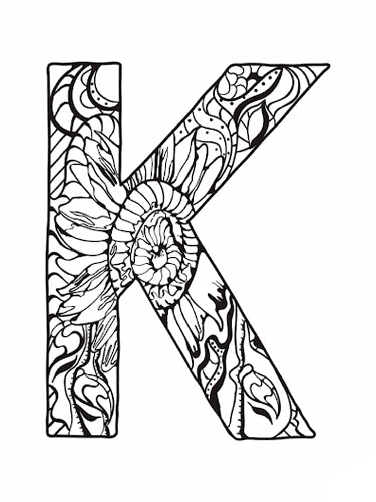 Desenho de Letra K Imprimivel para Colorir