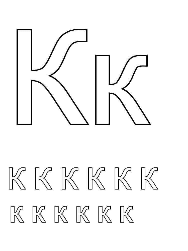 Desenho de Letra K no Alfabeto para Colorir