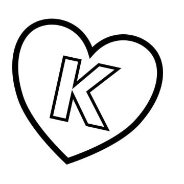 Desenho de Letra K no coração para Colorir