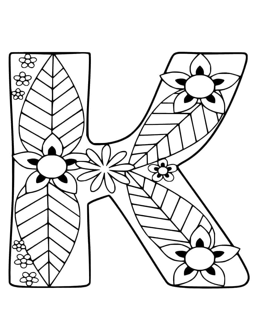 Desenho de Letra K para Crianças para Colorir