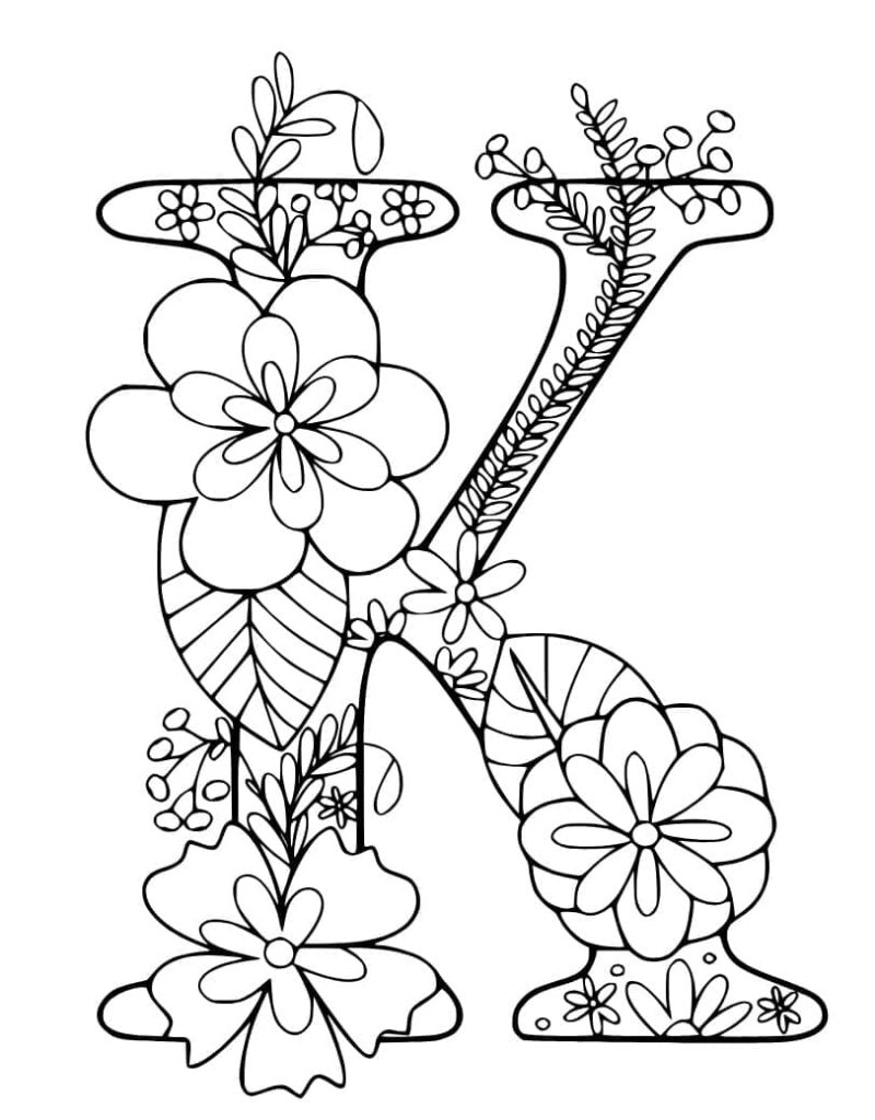 Desenho de Linda Letra K para Colorir