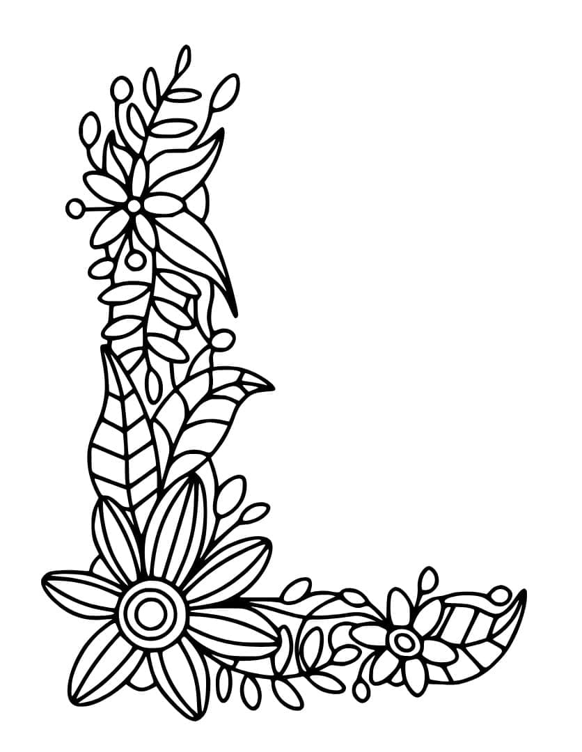 Desenho de Bela Letra L para Colorir