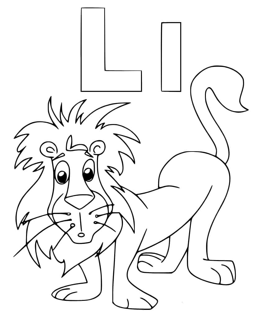 Desenho de Letra L e para Leão para Colorir