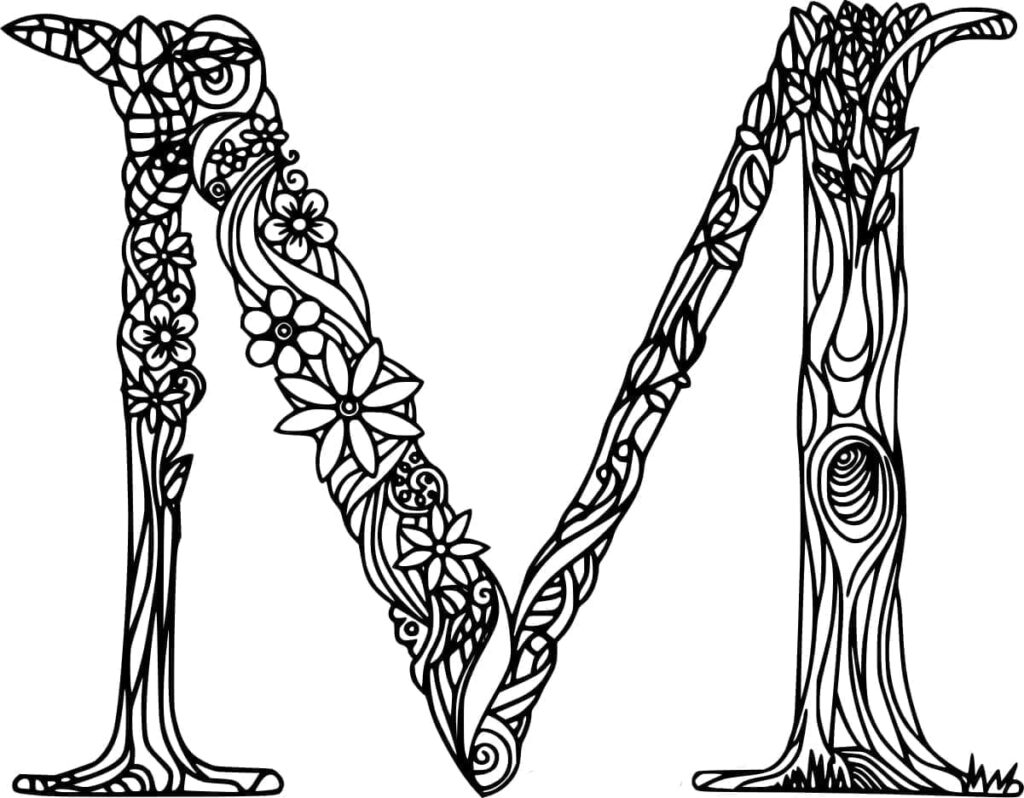 Desenho de Letra M Grátis para Colorir