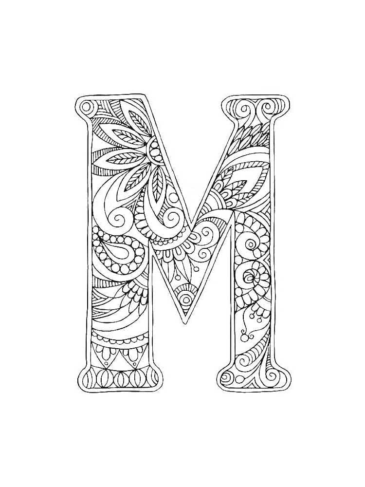 Desenho de Letra M Imprimivel para Colorir