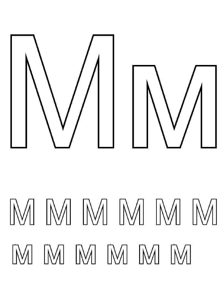 Desenho de Letra M no Alfabeto para Colorir