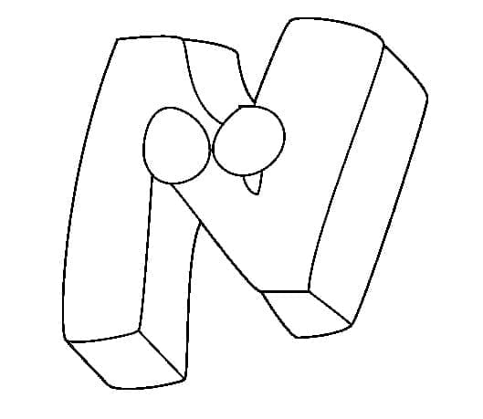 Desenho de Letra N Engracada para Colorir