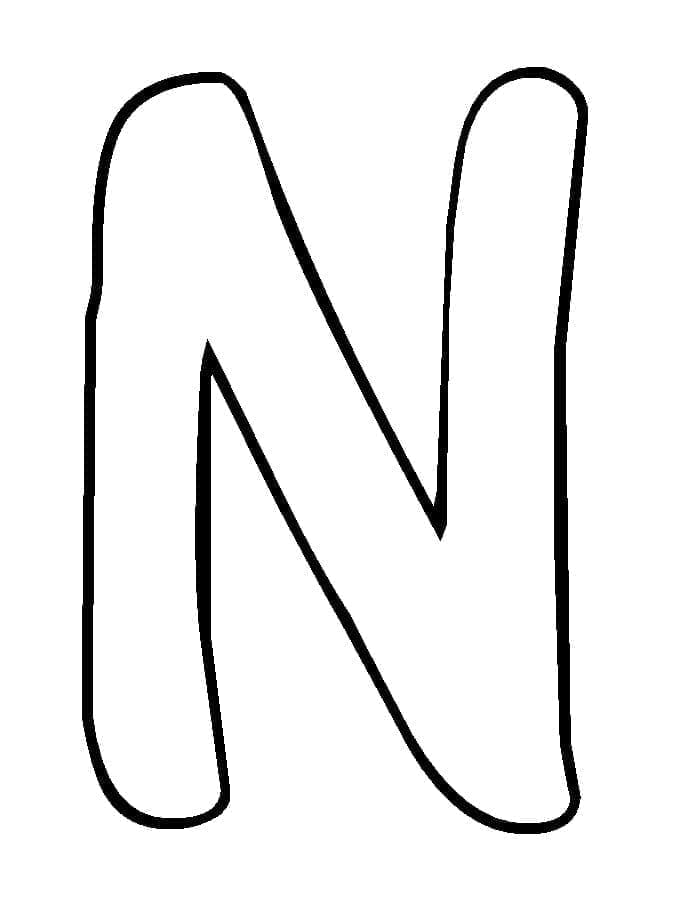 Desenho de Letra N Fácil para Colorir