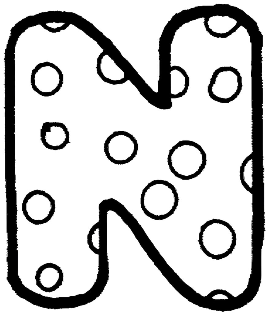 Desenho de Letra N Fofa para Colorir