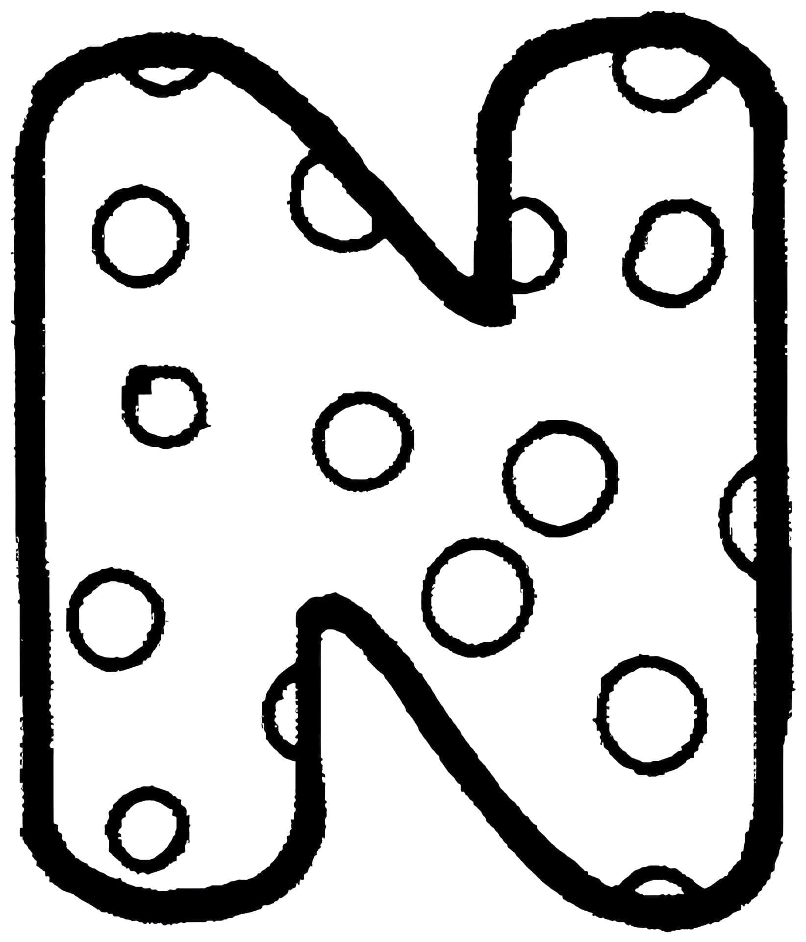 Desenho de Letra N Fofa para Colorir