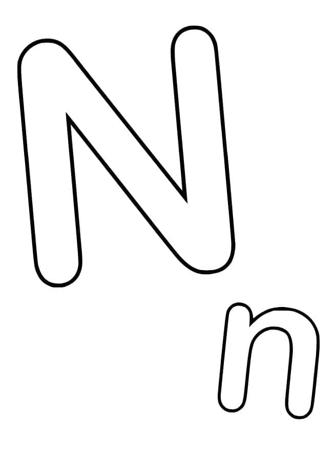 Desenho de Letra N Grátis para Colorir