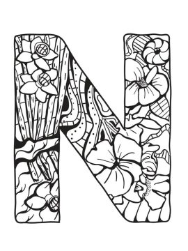 Desenho de Letra N grátis para crianças para Colorir