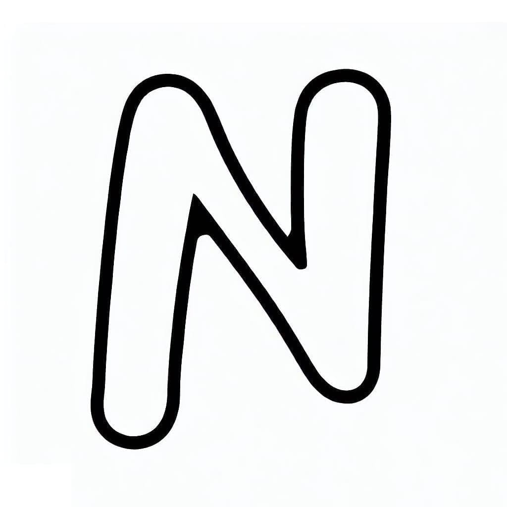 Desenho de Letra N Muito Fácil para Colorir
