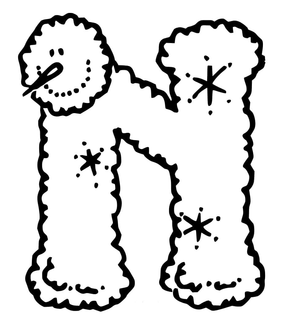 Desenho de Letra N Muito Fofa para Colorir