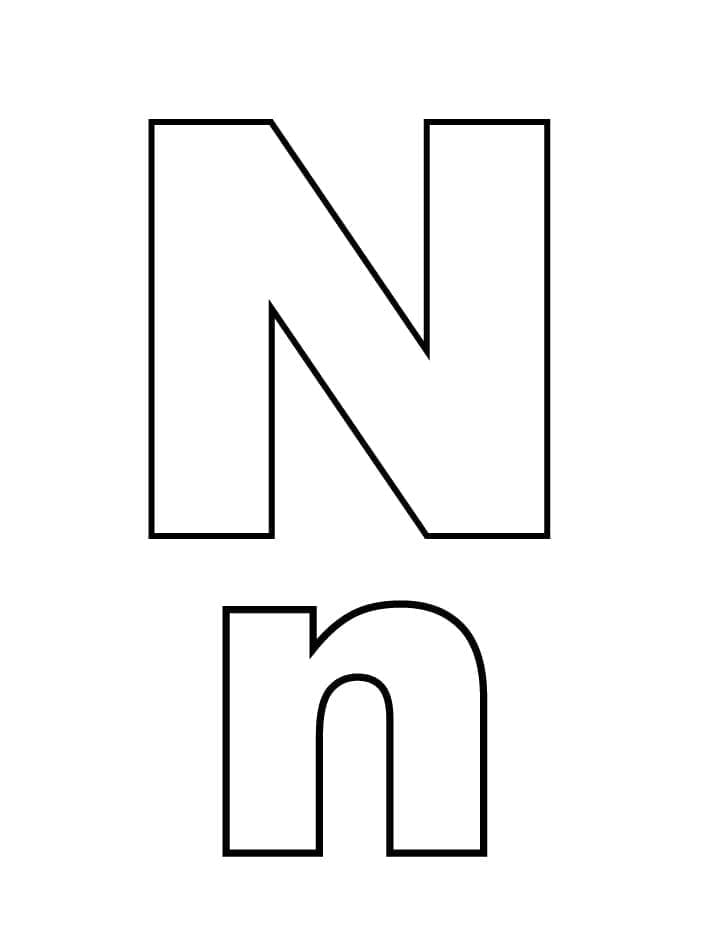 Desenho de Letra N Muito Simples para Colorir