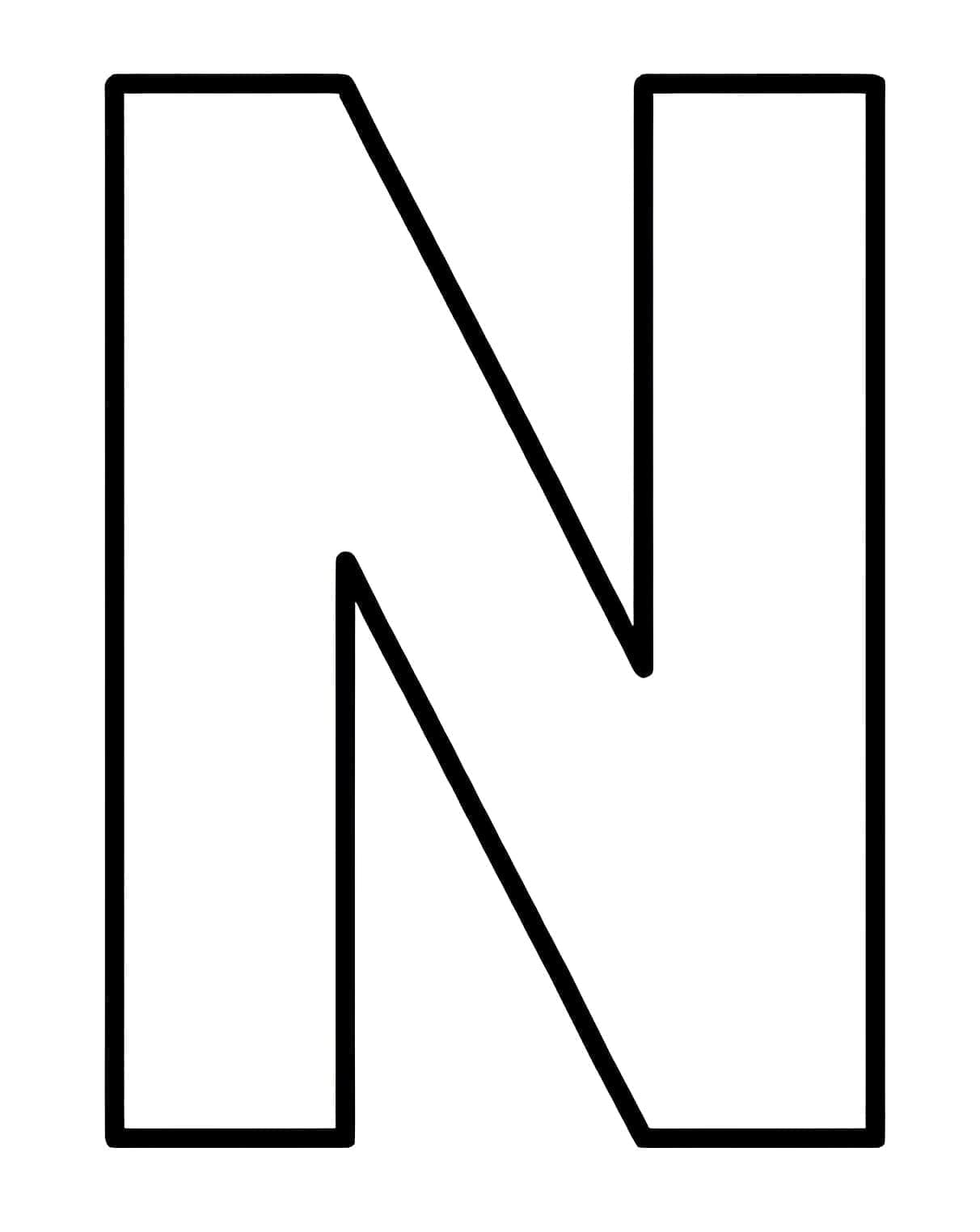 Desenho de Letra N no Alfabeto para Colorir