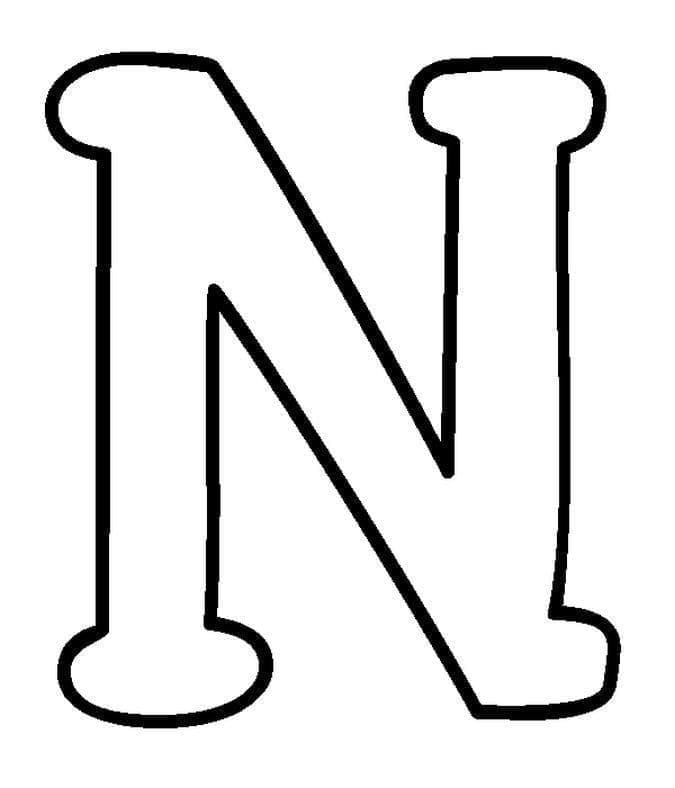 Desenho de Letra N Simples para Colorir