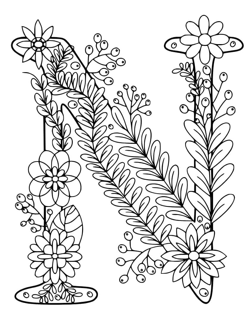 Desenho de Linda Letra N para Colorir