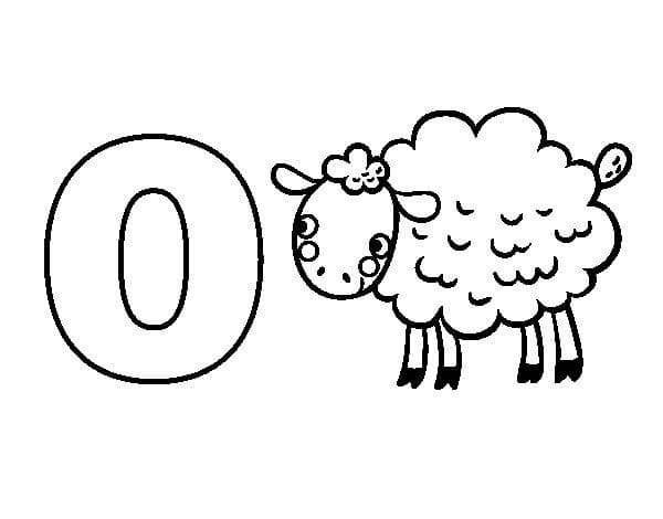 Desenho de Letra o e para Ovelhas para Colorir