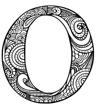 Desenho de Letra O Zentangle para Colorir