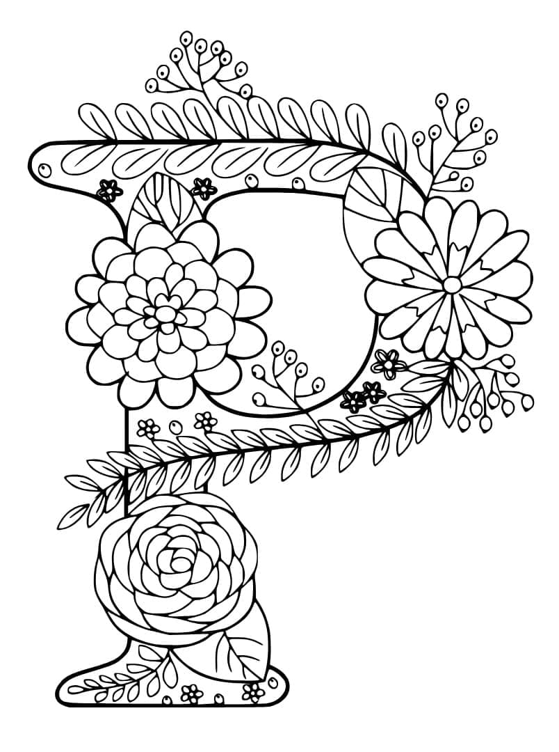 Desenho de Bela Letra P para Colorir