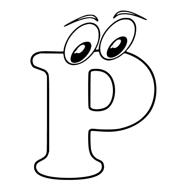 Desenho de Letra P Animada para Colorir