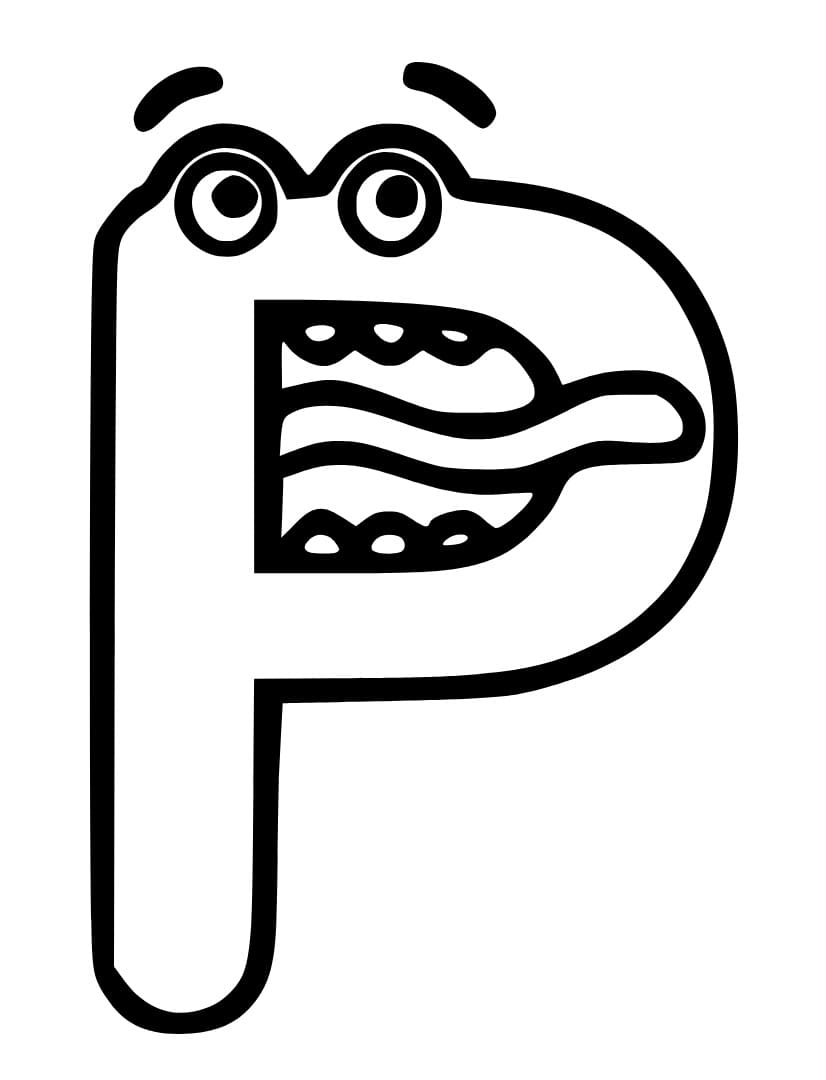Desenho de Letra P do Desenho Animado para Colorir