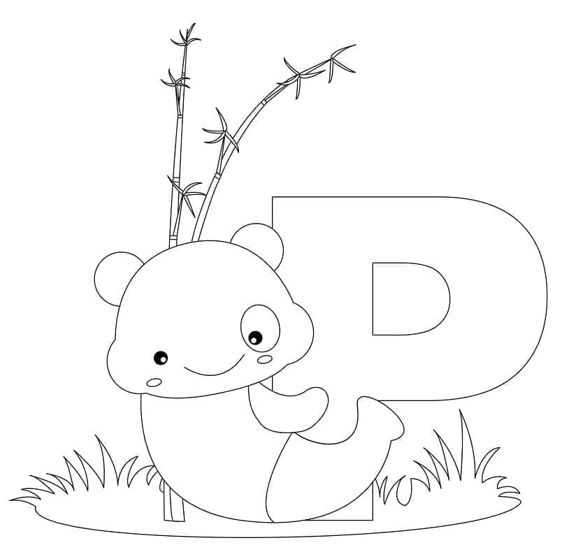 Desenho de Letra P e para Panda para Colorir