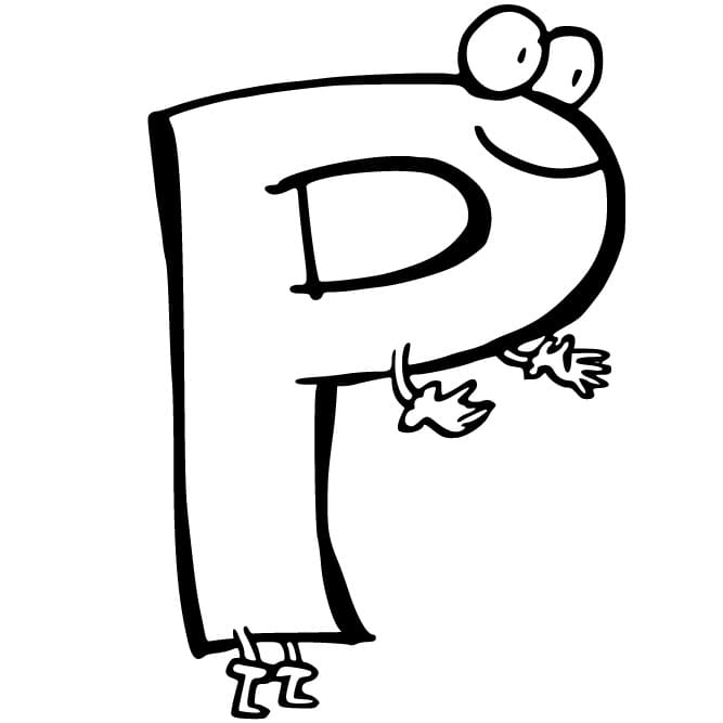 Desenho de Letra P Engracada para Colorir