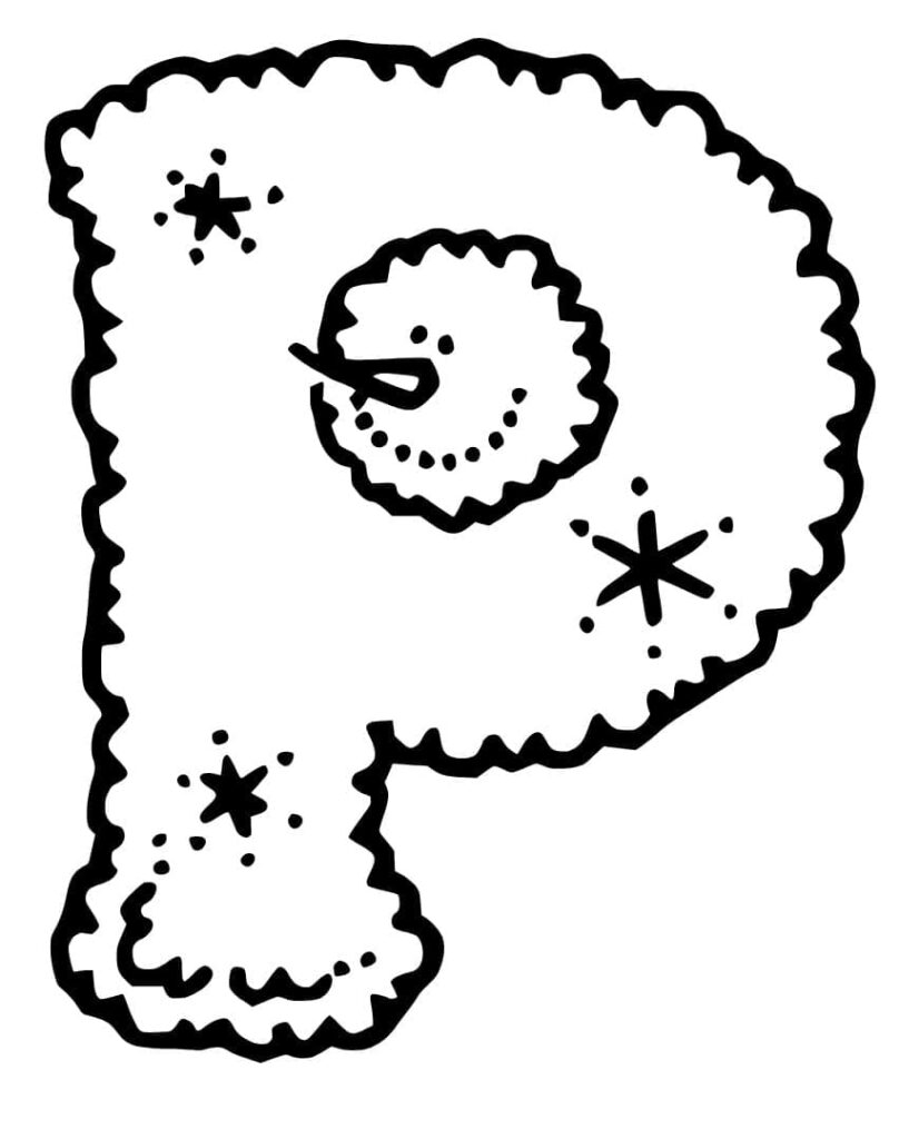 Desenho de Letra P Grátis para Colorir