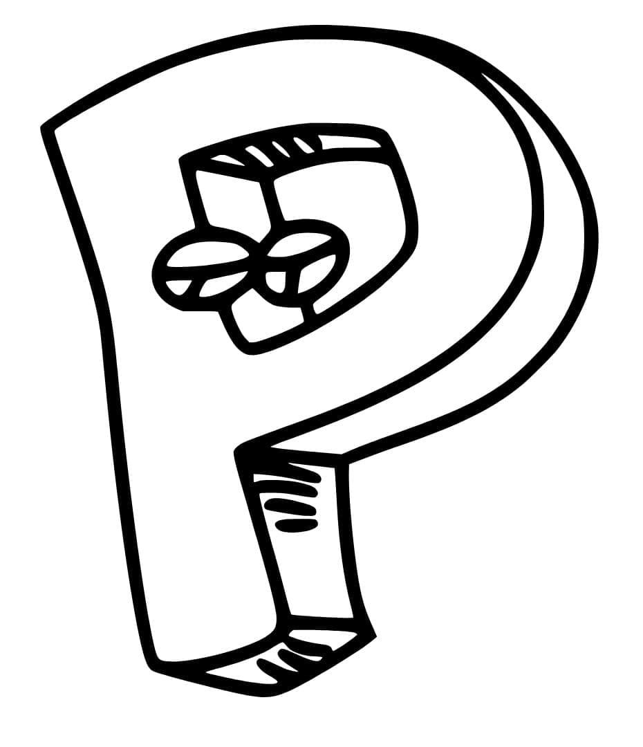 Desenho de Letra P Grátis para Crianças para Colorir