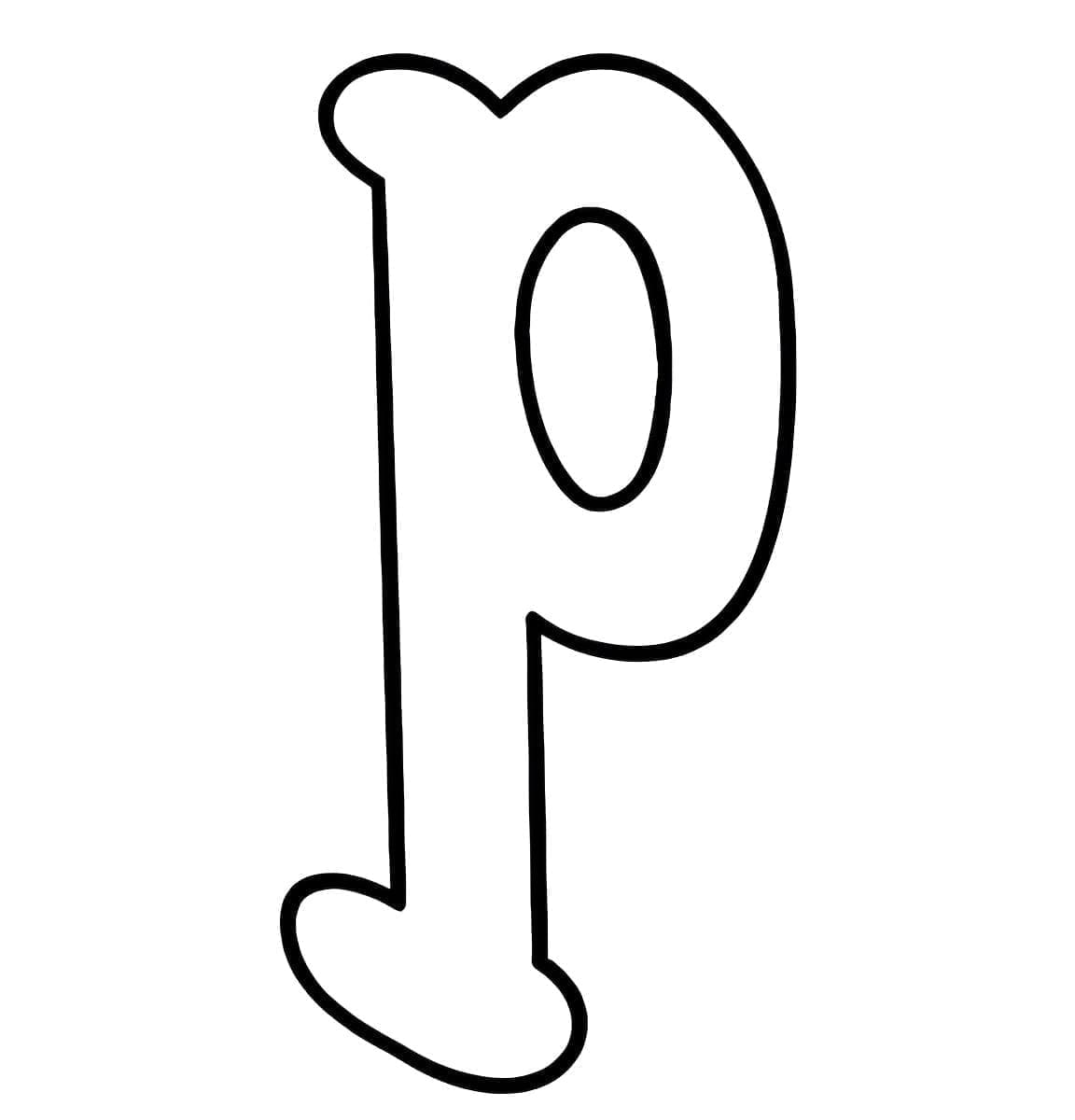 Desenho de Letra P Minúscula para Colorir