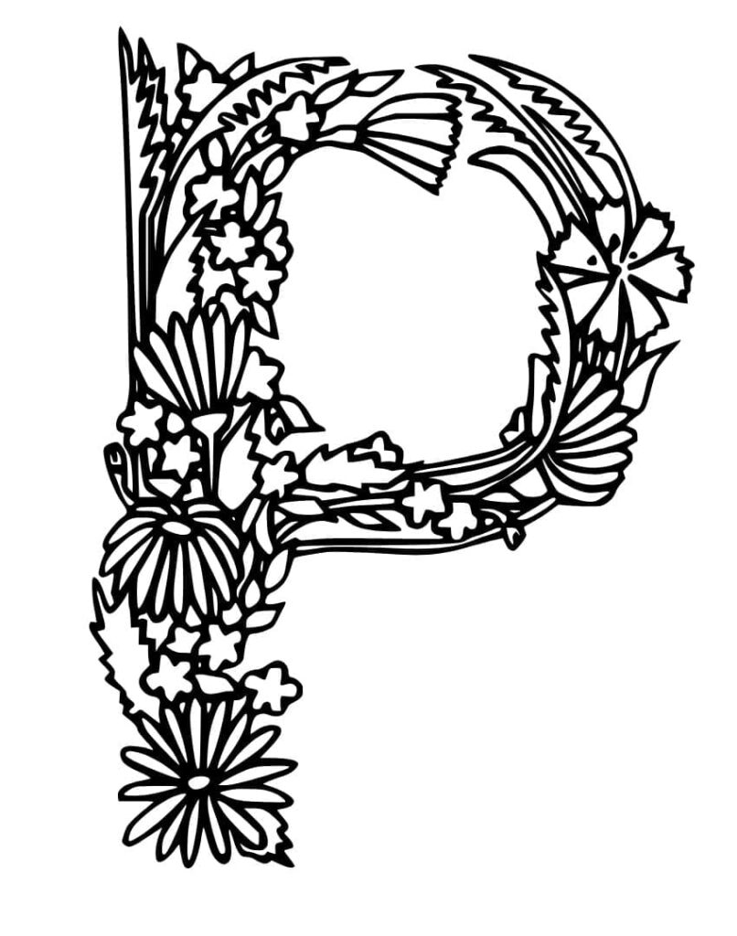 Desenho de Letra P para Crianças para Colorir