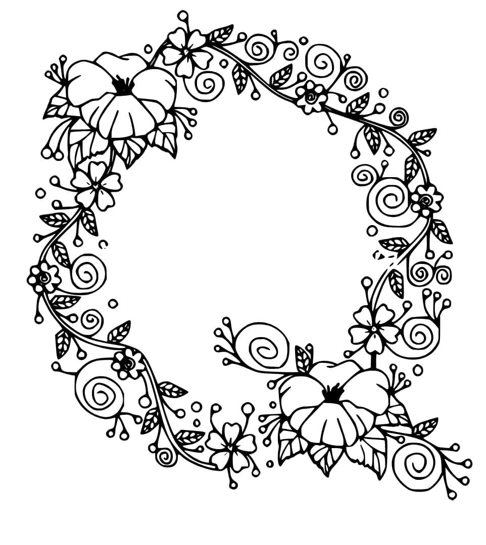 Desenho de Bela Letra Q para Colorir