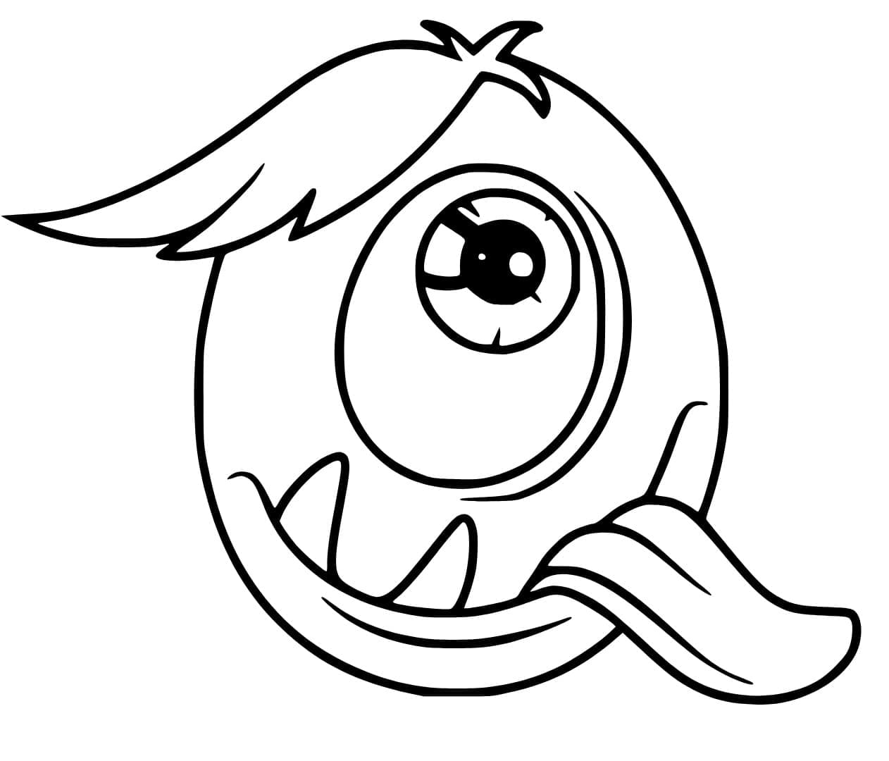 Desenho de Letra Q Engracada para Colorir